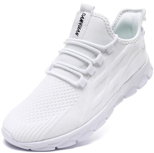 VLHGCG Skor Herr Sneakers Löparskor Sportschuhe Straßenlaufschuhe Lättviktiga Sommarskor Hallenschuhe Ventilerade Tennis Fitness Jogging Promenadskor 39-49, Vit, 40 EU