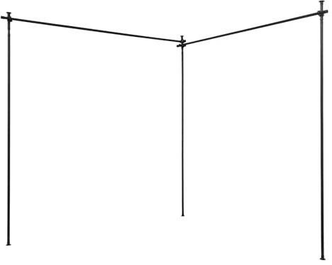 Raumteiler Paraventgestell Gardinenstange Flexibel Verstellbarer Paravent Raumtrenner Ohne Vorhang Höhenverstellbar Freistehend Teleskop Trennwand Für Schlafzimmer Wohnzimmer (Schwarz, Fünf Stangen)