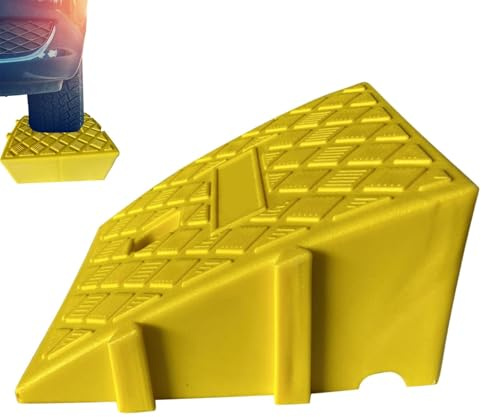Trottoarramp gummi L x B x H: 25 x 27 x 7 cm svart/gul (ramp gummikil, rullstolsramp uppkörningsramp uppkörningshjälp, dörrtröskelramp, bilamp)