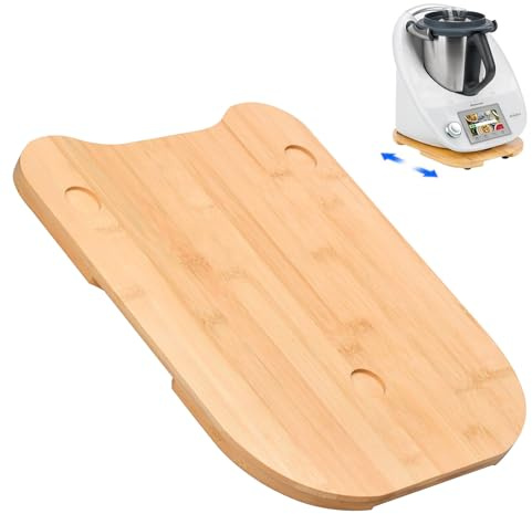 Gleitbrett TM6 / TM5 - Brett für mit Rollen, Schnelles Bewegen Rollbrett für Vorwerk Küchenmaschine, TPE Rollen Geeignet für Quarz Holz und Granitarbeitsfläche(Holzfarbe)