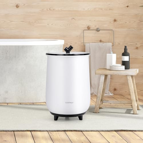 COSTWAY 23L Secchio Riscaldatore di Asciugamani, Secchiello con Portadischi Profumato, 3 Livelli di Riscaldamento, Timer e Spegnimento Automatico (Nero)
