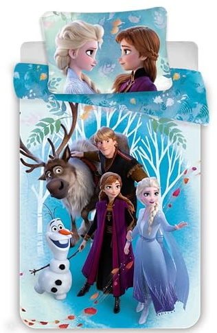 Frozen II - Parure Da Letto per Bambino, 100% Cotone, Elsa & Anna, Copripiumino 100x135 cm + Federa