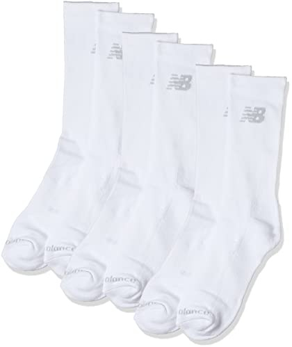 New Balance Unisex 3 Pack Crew Socks, White, S UK