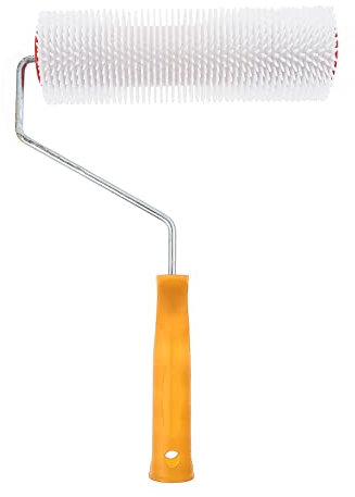VILLCASE Rodillo de Enrasado con Púas Autonivelante de 23 Cm Rodillo Antiespumante Autonivelante Cepillo Piso de Pared de Cemento Fácil de Instalar Y Operar, Color de Mango Aleatorio