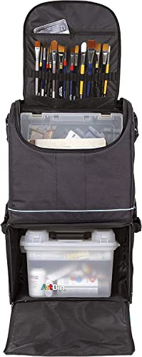 ArtBin 6922SP Tote Express Rolling Portable Art Craft & Sewing Storage Organizer Bag with Wheels-Fits Sewing Machine, 0, Black/Aqua