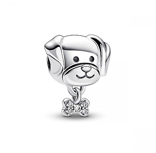 PANDORA Ciondolo Moments a forma di cane in argento Sterling con zirconia cubica trasparente