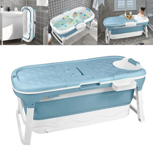 YRHome Faltbadewanne Badezuber Bathtub 148*60*53 cm (XXL), Foldable Klappbadewanne mit Griff und abnehmbare Abdeckung, Erwachsene & Baby Badewanne, PP+TPE, für Badezimmer SPA Warmwasserbad Schaumbad