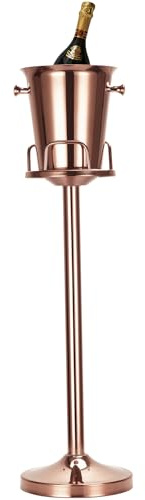 Champagne Bucket with Stand,Ice Bucket with Stand Stainless Steel Bucket Wine Chiller On Stand 12Lb Hammered Tall Ice Bucket Stand for Party Bar Ktv Bbq Home,3ft (rose gold, 1 pack)