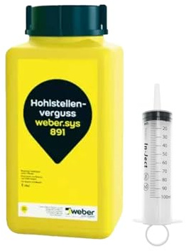 Weber.sys 891 Hohlraumverguss Rissverguss Hohlstellenverguss Schlämme + Zubehör (Weber.sys 891 1L + Spritze)