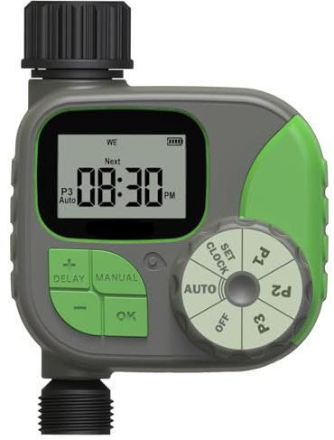 domyno Timer Irrigazione Giardino Centralina Programmatore Temporizzatore irrigatore, funzione Pioggia, modalità Manuale (1 via (1 uscita))