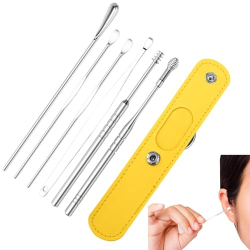 Limpiador De Oídos | Kit Profesional De Limpieza De Oídos 6 En 1 Con Bolsa De Almacenamiento De PU - Limpiador De Cera Para Oídos, Regalo Para Familiares, Amigos, Adultos Y Niños