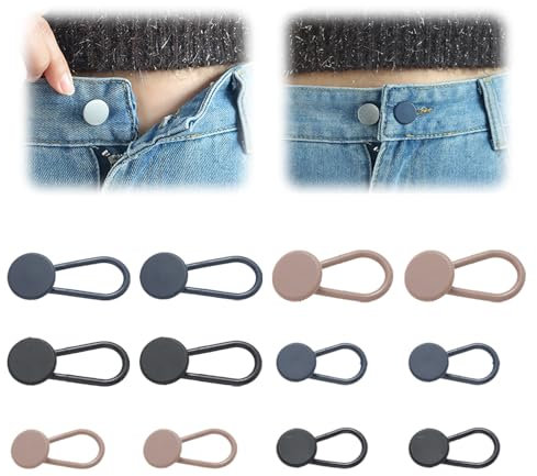 Rubber Pant Waistband Extender Button, 2025 Neuestes Hosenbunderweiterung Knopf, Taillen Hosen Knopf Verlängerung Silikon Jeans Einziehbarer Knopf für Damen Herren Jeans (3 Farben,12 Pcs)