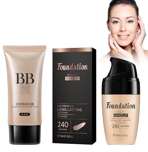 Fondotinta Liquido Idratante, Moisturizing Liquid Foundation a Lunga Durata, Texture Setosa – Include Una BB Cream Abbinata per Un Look Naturale (Naturale, 30ml)