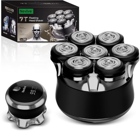 Electric Head Shaver for Bald Men, Professional 7D Waterproof Shaver with Upgraded Flexible Blades, USB-C Fast Charging, Long Battery Life, Wet & Dry Use, LED Display & Easy Clean