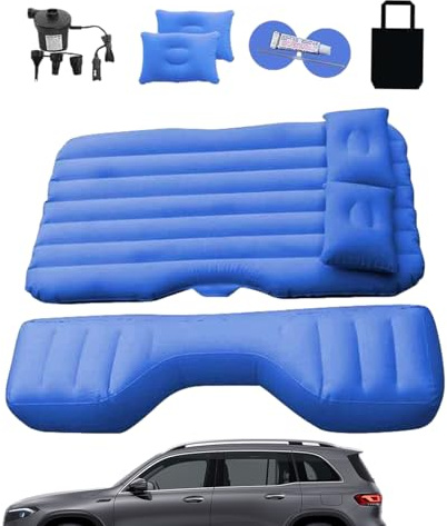 Car Air Mattress – Thickened Inflatable Back Seat Bed with Pillows, Quick Inflation Pump | Durrable Waterproof Surfface Compatible with Suvv, Sedan, Truck Perfect for Camping, Travel, Outdoor Use