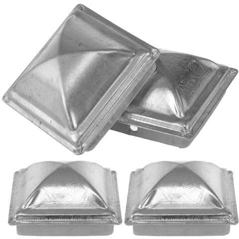 KOMBIUDA Tapas Metálicas para Postes de Barandilla 4 Piezas Cubierta Decorativa de Hierro para Columnas de Cerca Protección Resistente Intemperie para Vallas de Jardín Accesorios