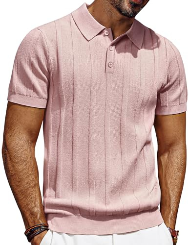 PJ PAUL JONES Polo de golf décontracté à manches courtes pour homme | Polos tricotés respirants pour l'été, texturé côtelé