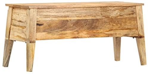 Mhdvray Cassapanca 99 x 35 x 48 cm, panca con vano portaoggetti in legno massello di mango, panca rustica per corridoio e baule in legno per soggiorno o corridoio, robusta panca baule dal design unico