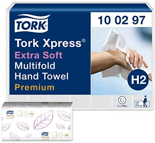 Tork Xpress® extra weiche Multifold Handtücher H2 2-lagige Papierhandtücher, Weiß, Premium Qualität, 21x100 Tücher