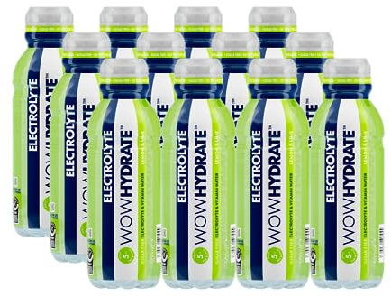 WOW HYDRATE Electrolyte Water, Sports Water with Essential Vitamins for Improved Energy Levels, Low Calorie, Sugar Free & Fat Free, Maximise Hydration, Lemon & Lime Flavour, 12 x 500ml