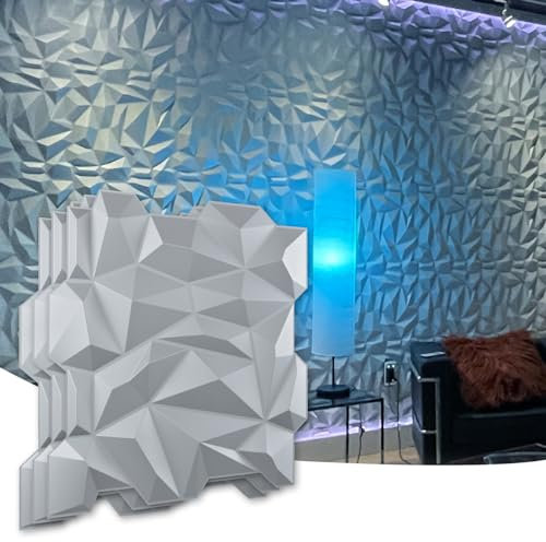 Art3d Panel de pared de PVC 3D con diamantes a juego, plateado mate, para decoración interior residencial y comercial