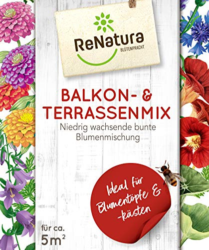 Greenfield ReNatura Balkon & Terrassenmix Blumen Mix für Balkonkästen- und Töpfe Ausreichend für ca: 5,0 m²