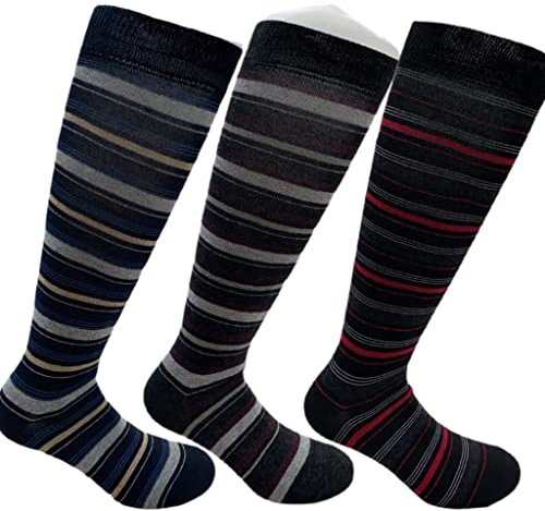 calze college 6 Paia Calze Lunghe Uomo a pois fantasia in Caldo Cotone Morbide di qualità 39-46 Made in Italy (Righe 2)