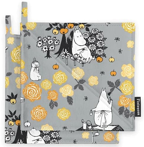 Moomin Finlayson Potholders (2pcs) Moominmamma is daydreaming Grey/Yellow