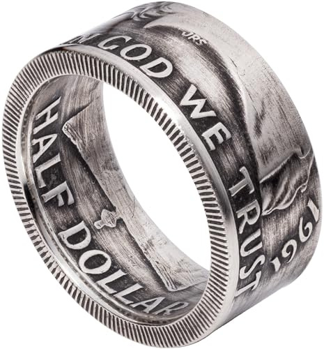CHANGE TO TREASURE 1950-1963 Franklin Half Dollar Ring | Silver Coin Ring with Patina Finish (1960, 11)