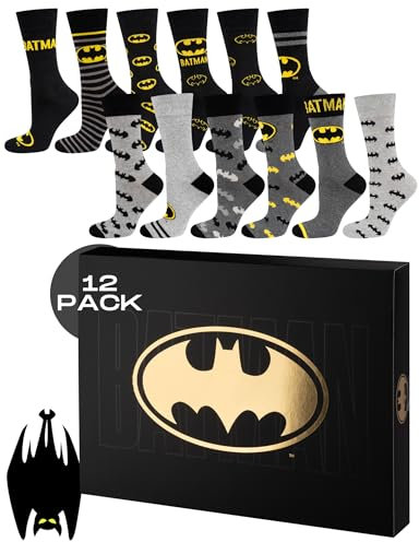 soxo Adventskalender DC Comics Batman Socken Herren Lustige Geschenke Für Männer Geschenkideen Geschenkbox 40-45 Batman 12 Paar