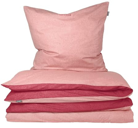 Schiesser Bettwäscheset Doubleface | Renforcé | 2-teilig | Zweifarbig | 100 % Baumwolle | Oeko-Tex® Made in Green Zertifiziert | YKK Reißverschluss | 155x220cm + 80x80cm | Rosa