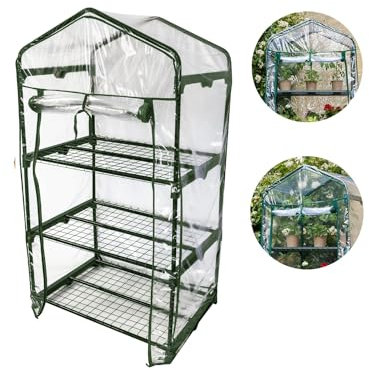 Serra a 3 Piani | con Copertura Removibile | Attrezzi per Giardinaggio | con Copertura in PVC | per Balconi e Giardini | Vivaio per Fiori e Piante 70x47x7cm