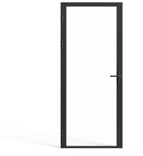 Vente-unique - Bloc porte réversible en aluminium et verre trempé - H204 x L73 cm - Noir - LOXTON