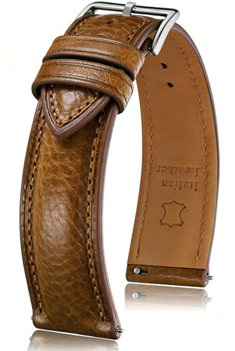 Getalia Italian leather Watch Band Tuscany Natural Vegetable-Tanned Full Grain Genuine Leather, Skin-Safe, Quick Release Replacement Watch Straps for Men and Women Thick and Soft (Cognac Width-20mm)