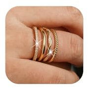 Kenivira 4 Stück Gold Ring für Frauen Knöchelringe Verstellbare 18K vergoldete stapelbare Ringe Daumenring Set für Frauen Schmuck Geschenk