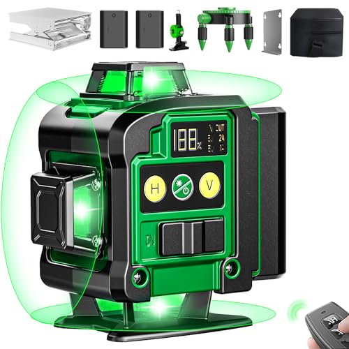Nivel Laser Autonivelante con Trípode de 1M, 4 x 360 ° 16 Nivel Láser de Obra, Alta Precisión, 2 Baterías, Pantalla LED, Auto-Nivelante Laser Nivel Ideal para Azulejos y Paredes - TrueLine EXTREME
