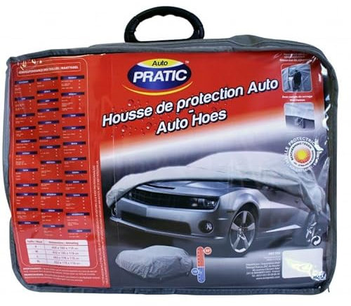 AUTO PRATIC Housse Auto Taille XL (533 x 178 x 119 cm) – Housse de Protection Compacte pour Voiture, Résiste aux Intempéries jusqu'à +50°C et -15°C, Gris