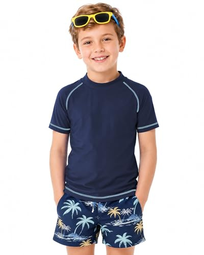 MEETWEE Jungen Schwimm Kurzarm/Langarm Shirt Kinder Schwimm UV Tshirt Kinder Badeshirt RashWeste Surfen Tshirt Schnelltrocknend Strand Shirt Wassersport Top