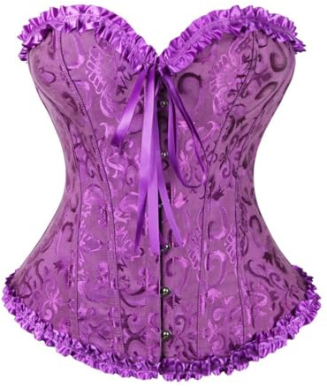 AMateschitz - Cappello da donna, corsetto a compressione addominale, guêpière a piena copertura, top gotico, bustier, corsetto sopra il busto con lacci, stampa floreale vintage, chiusura anteriore