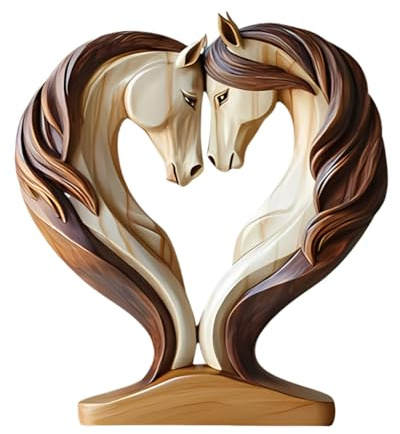 Generisch Statua di cavallo, statuetta in legno, morbida scultura di animali per posto di lavoro, sala espositiva, soggiorno, ingresso, armadio, comodino, cameretta dei bambini, sala da pranzo