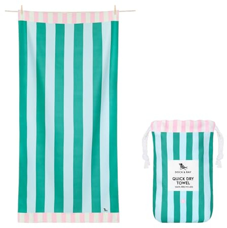Dock & Bay Strandhandtuch - Schnell trocknende Mikrofaser, ohne Sand - Kompakt, Leicht - 100% recycelt - Inklusive Beutel - Pastel Pier - Extra Large (200x90cm, 78x35)