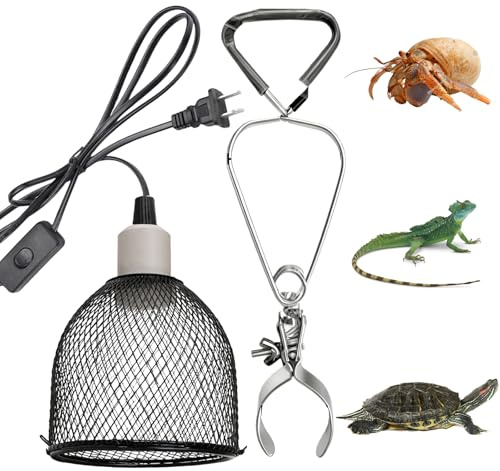 BORDEAG Lámpara De Calor Para Reptiles, E27 Lámpara Para Tortugas, Lámpara Calefactora Para Reptiles, Portalámparas Para Reptiles, Aves, Reguladores Y Temporizadores