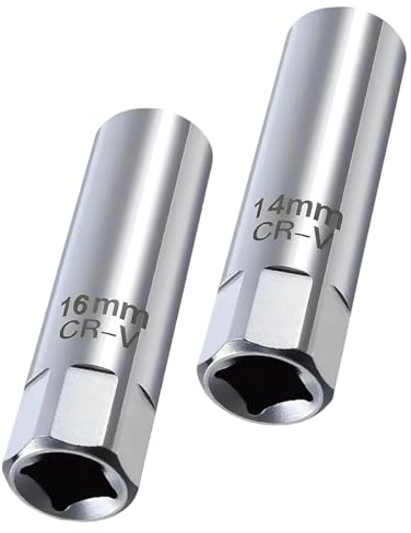 Chiave Candela 16mm/14mm, 2 Pezzi, Universale Magnetica Chiave a Bussola, 12 Angoli Chiave a Bussola, Chiave per Candele Auto, Strumento per Candele di, per Rimuovere le Candele Dell'auto