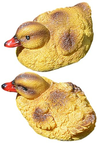 Ngbbby Estatua de Pato de Resina Amarilla y Negra, Adorno de Patito Flotante Realista para jardín, Piscina, Estanque, Fuente, decoración de césped, 2 uds.
