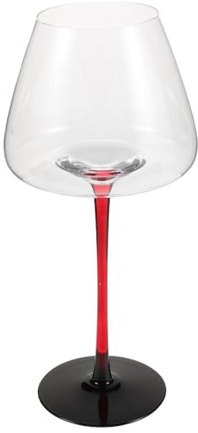 Veemoon Copas de Vino Borgoña de 710 Ml con Tallo Alto Rojo y Base Negra, Cristal Transparente Reutilizable para Cata y Fiesta en Hogar, Copas Ergonómicas para Degustación y Ocasión