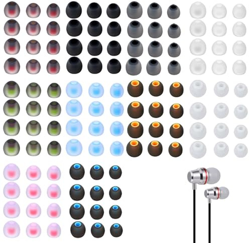 HUILLIGHT Lot de 30 Paires Embouts Écouteurs Silicone Antidérapants Intra-Auriculaires, 3 Tailles S/M/L, 10 Couleurs, Remplacement Confort Isolation Bruit Accessoires Universels