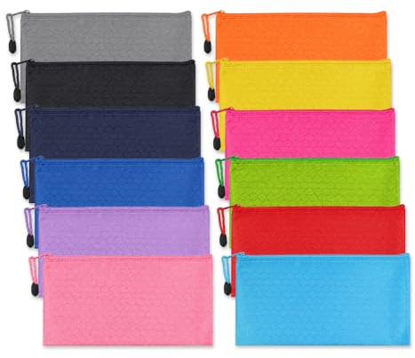12 Piezas Bolsa de Documentos A6 23 X 11.6 CM,Bolsas de Archivo con Cremallera,HMCEY Bolsa Impermeable Documentos,Bolsas de Dinero,Bolse Deposito Bancario para Hogar, Escuela, Cosméticos, Viaje