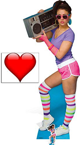 Fan Pack - 1980s Neon Boombox Girl Lifesize and Mini Cardboard Standup/Cutout Plus 20x25cm Photo