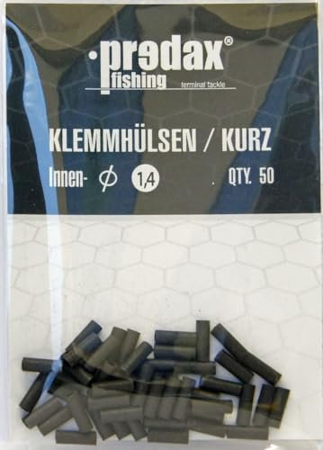 Predax Klemmhülsen - 50 Quetschhülsen für Stahlvorfächer, Durchmesser/Länge:1.4mm / Kurze Version