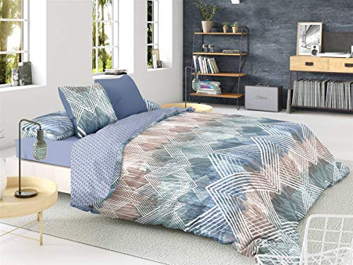 Pierre Cardin® Funda Nórdica 3 Piezas, 150 x 230 cm, 50% Poliéster 50% Algodón, Gramaje 120g/m², 144 Hilos, Funda de Almohada 45 x 110 cm, Cama de 90, Lavable a Máquina 30ºC, Scott Azul